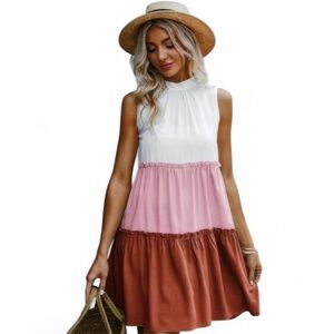 NWT Sleeveless Colorblock Mini Dress